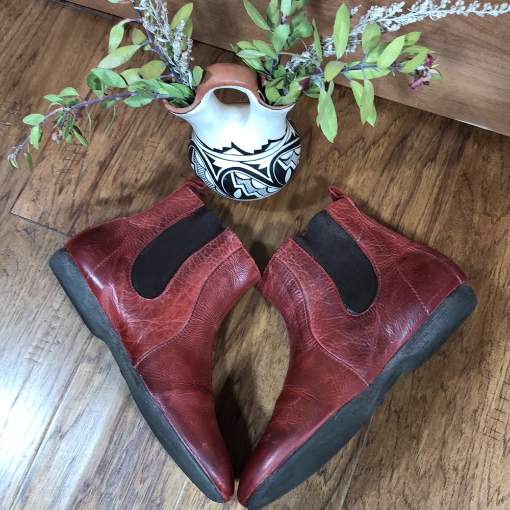 Prune Red Leather Booties from Argentina 9